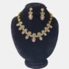 Short Model Pink Stone and Golden AD Necklace Set – Affordable Elegance!